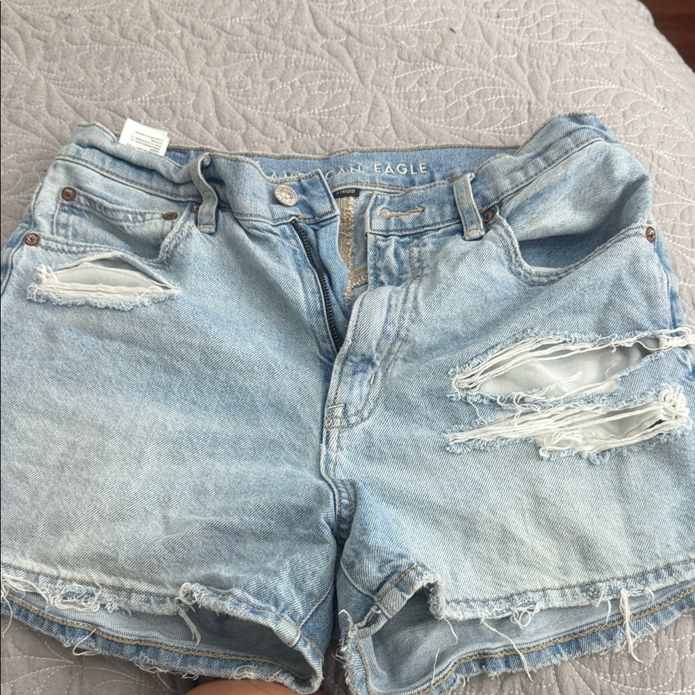 American Eagle Outfitters Light Wash Ripped Jean Shorts